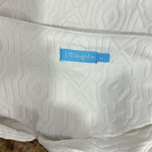 J. McLaughlin 3/4 Sleeve Notch Neck White Textured Top Size M - Picture 4 of 9